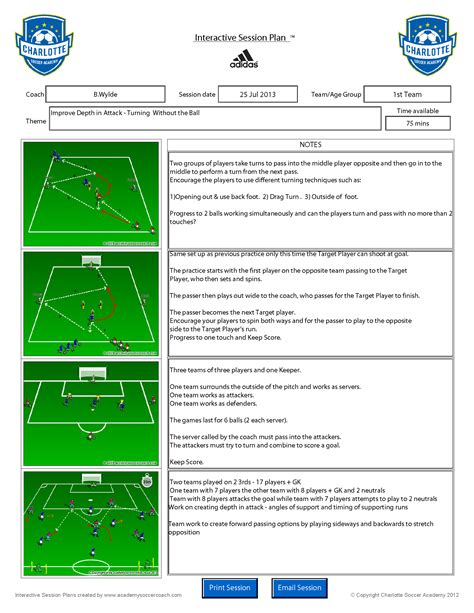 Printable Football Session Plan Template