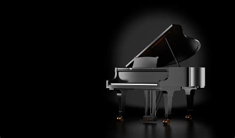 Black Grand Piano Isolated On Black Background Stock Photo Download