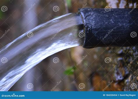 Water Flowing Through The Black Pipe Stock Photo Image Of Pipe Cold