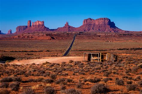 Highway Road Us Highway 163 And Monument Valley At Sunset Arizona Usa