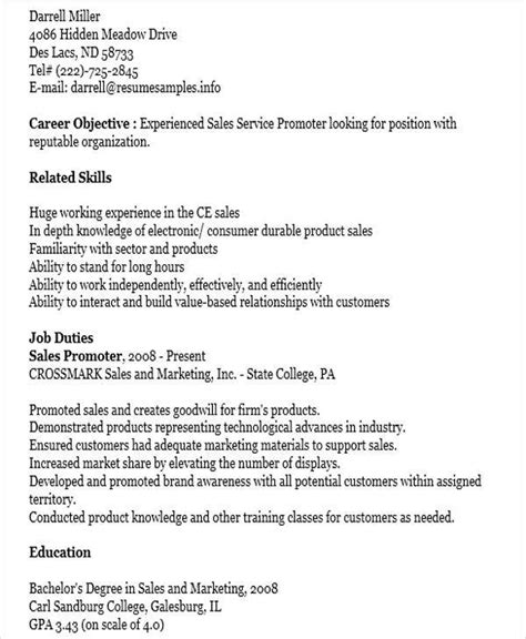 Excellent speaking skills are a plus with this profession, and you need to express that in your product promoter job description. 10+ Sample Sales Job Resume Templates - PDF, DOC | Free ...