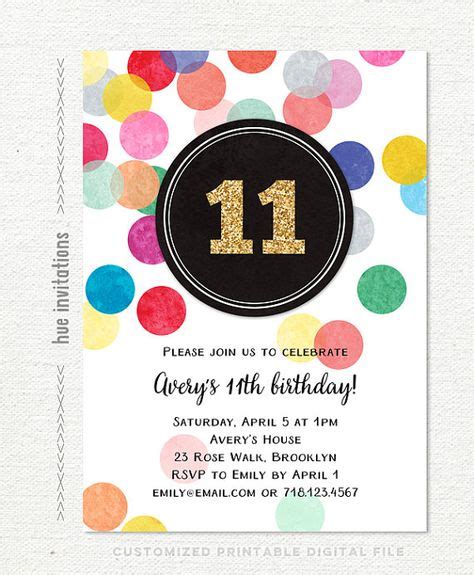 11th Birthday Party Invitations For Girls Gold Glitter Rainbow