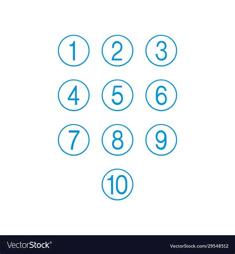 Keypad Number Set Numbers In Circles Code Or Vector Image