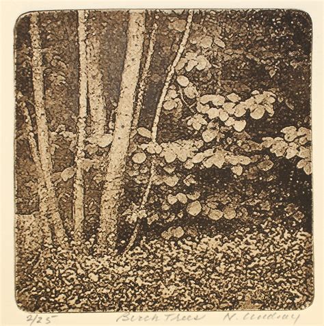 Birch Trees Signed Etching Intaglio Print Etsy