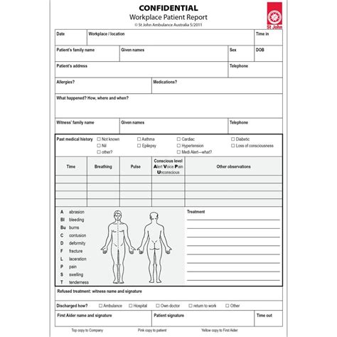 Workplace Patient Report Forms 10 Pack St John Ambulance Qualads