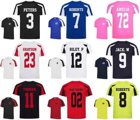 Kids Personalised Football Name And Number Sports T Shirt Etsy Australia