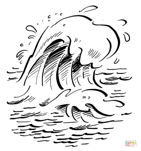 Waves On The Ocean Coloring Page Free Printable Coloring Pages