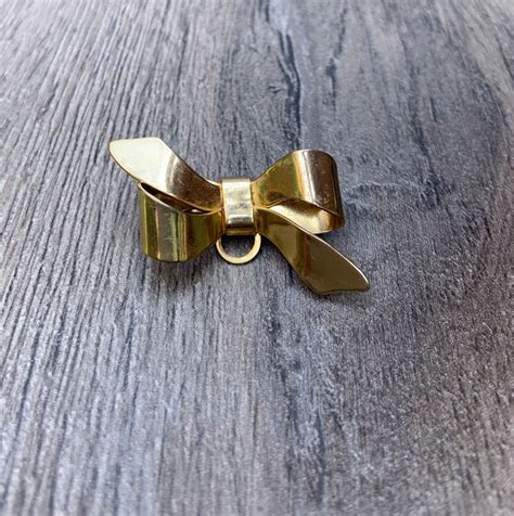 Vintage Gold Tone Bow Brooch Etsy