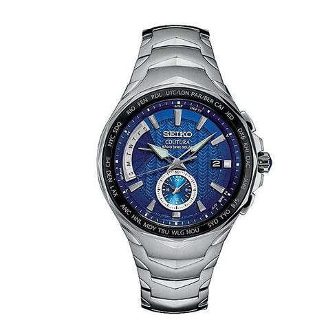 Seiko Men S Coutura Stainless Steel Blue Dial Chronograph Watch Made With Durable Stainless