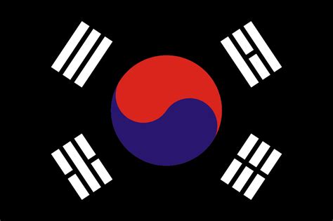 South Korean Flag Black And White Colors Reversed Inspired By U