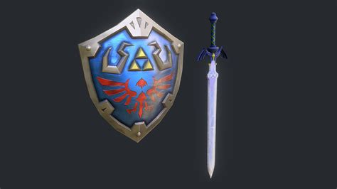 the legend of zelda shield and sword lit 3d model by lennylennbo envymurloc [f73042b
