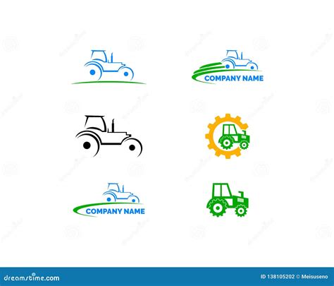 Set Of Tractor Logo Design Stock Vector Illustration Of Machinery