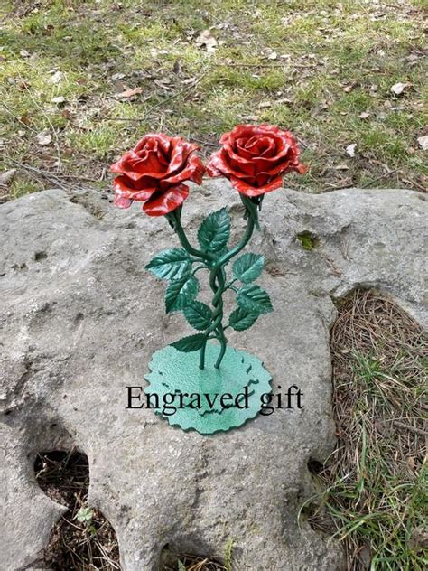Red Forged Roses Personalized Iron Roses Iron Anniversary T For