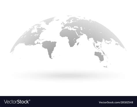 Grey World Map Globe Isolated On White Background Vector Image
