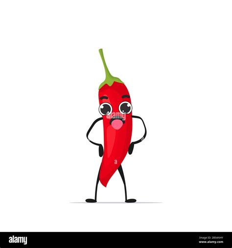 Cute Red Chilli Pepper Character Cartoon Mascot Vegetable Healthy Food