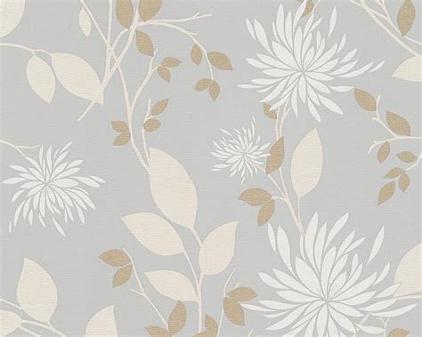 Floral Modern Nature Wallpaper In Grey And Cream Design By
