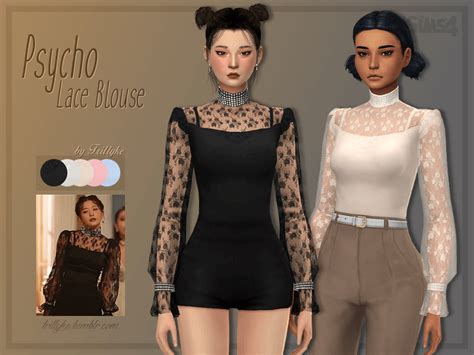 Sims 4 Clothing Cc Psycho Lace Blouse Micat Game