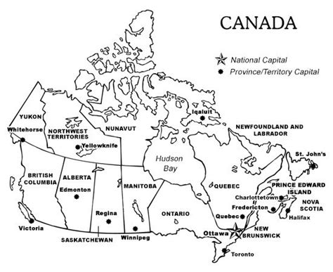 Printable Map Of Canada With Provinces And Territories And Their Capitals Canada Map Canada
