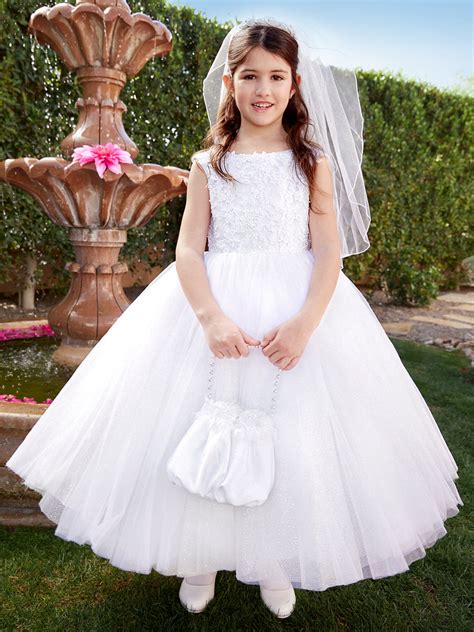 Venise Lace And Tulle White Communion Flower Girl Dress Chasing Fireflies