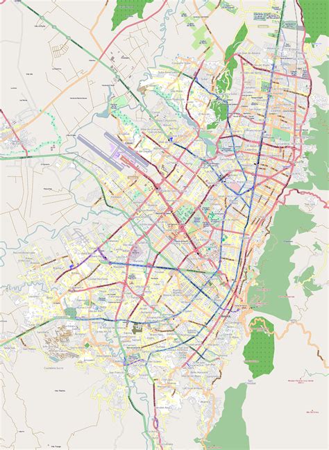 Detallado Mapa De Carreteras De Ciudad De Bogotá Bogotá Colombia