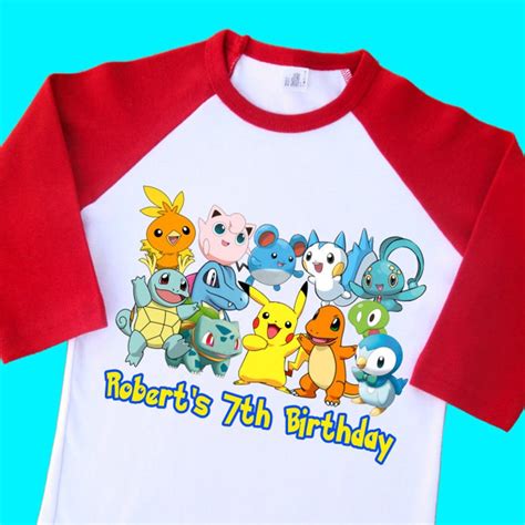 Pokemon Birthday Raglan Shirt Pokemon Personalized Birthday Etsy