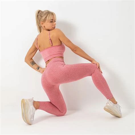 2020 Women Plus Size Xl 2 Piece Legging Sets Seamless Joga Workout Active Gym Wear Fitness