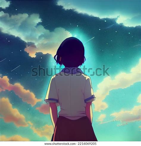 Beautiful Anime Girl Short Hair Hd Stock Illustration 2216069205