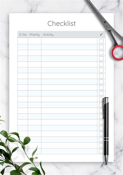 Blank Checklist Printable