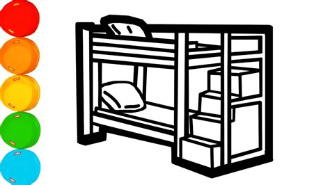 Glitter Bunk Bed Coloring Pages How To Draw Bunk Bed For Kids Toddlers