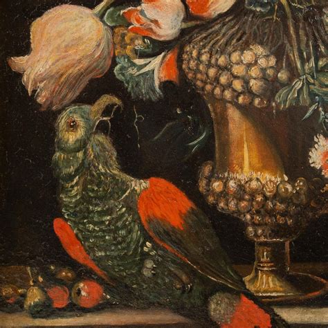 Italian 17th Century Still Life Oil On Canvas From Rome