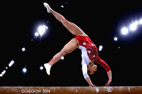 Canadian Gymnast On The Beam In Glasgow Gymnastics Competition Gymnastics Photos Artistic