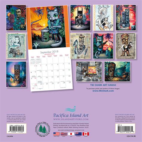 2018 Wall Calendar Tiki Tiki Artwork By Brad Parker