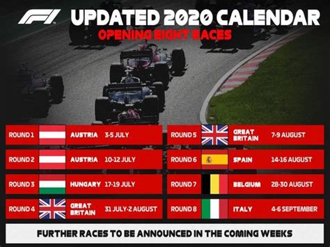 F1 Reveals Revised 2020 Calendar Season To Start With Austrian Grand Prix