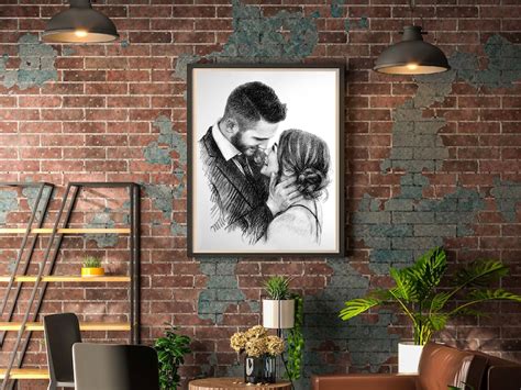 Custom Portrait Couples Engagement Gift Gifts For Husband Etsy