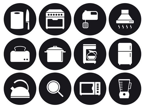 Kitchen Equipment Icons Set White On A Black Background 17724587