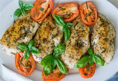 Working one at a time, dip chicken into the eggs, then dredge in bread. Spinach & Mozzarella Stuffed Chicken with Roasted Tomatoes ...