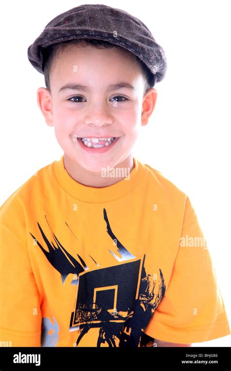 Cheeky 7 Year Old Boy Wearing A Cap Stock Photo Alamy