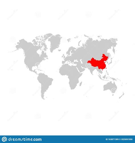 China On World Map Stock Vector Illustration Of Country 163871389