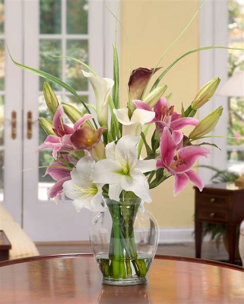 Calla Lily And Rubrum Lily Silk Flower Bouquet Romantic Silk Centerpiece