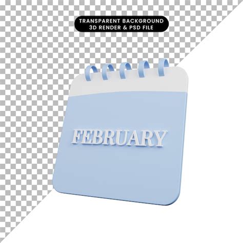 Premium Psd 3d Illustration Of Simple Object Calendar Month February
