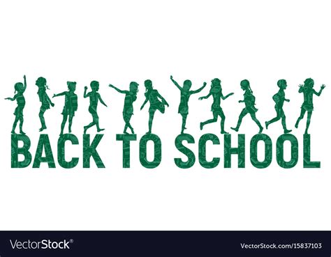 Silhouettes Children Back To School On School Vector Image