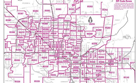 A Map Of The City Of Phoenix Arizona With Pink Lines And Numbers On It