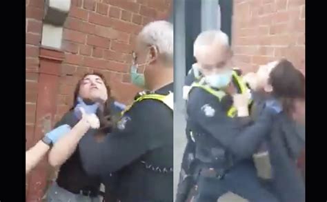 Video Police Officer Viciously Chokes Young Woman For Not Wearing A Mask