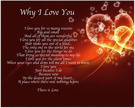 Personalised Why I Love You Poem Birthday Christmas Valentines Gift