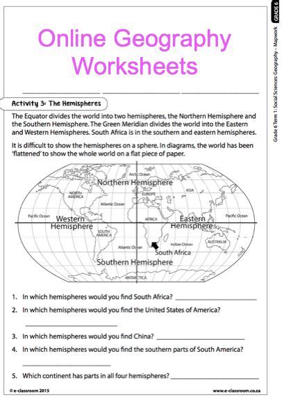 Geography Worksheet 5th Grade