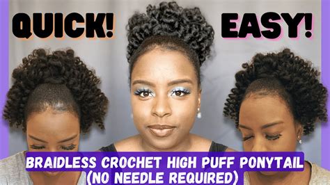 Diy Quick Easy Braidless Crochet High Puff Bun Ponytail No Heat No Needle C Hair Ponytail