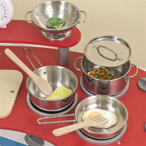 Melissa Doug Stainless Steel Pots And Pans Pretend Play Kitchen Set For