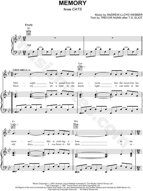 Klicken, herunterladen & anzeigen oder ausdrucken! "Memory" from 'Cats' Sheet Music in Bb Major (transposable ...