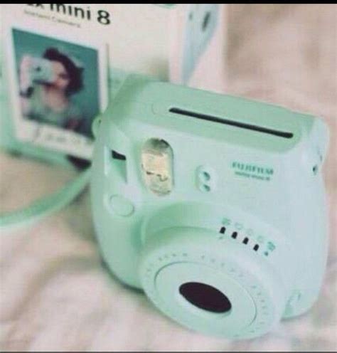 Mint Green Polaroid Camera♡ Мятный цвет Фиолетовые акценты Зеленые пряди