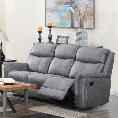 Portland Fabric 3 Seater Recliner Sofa In Silver Grey Furniture In Fashion